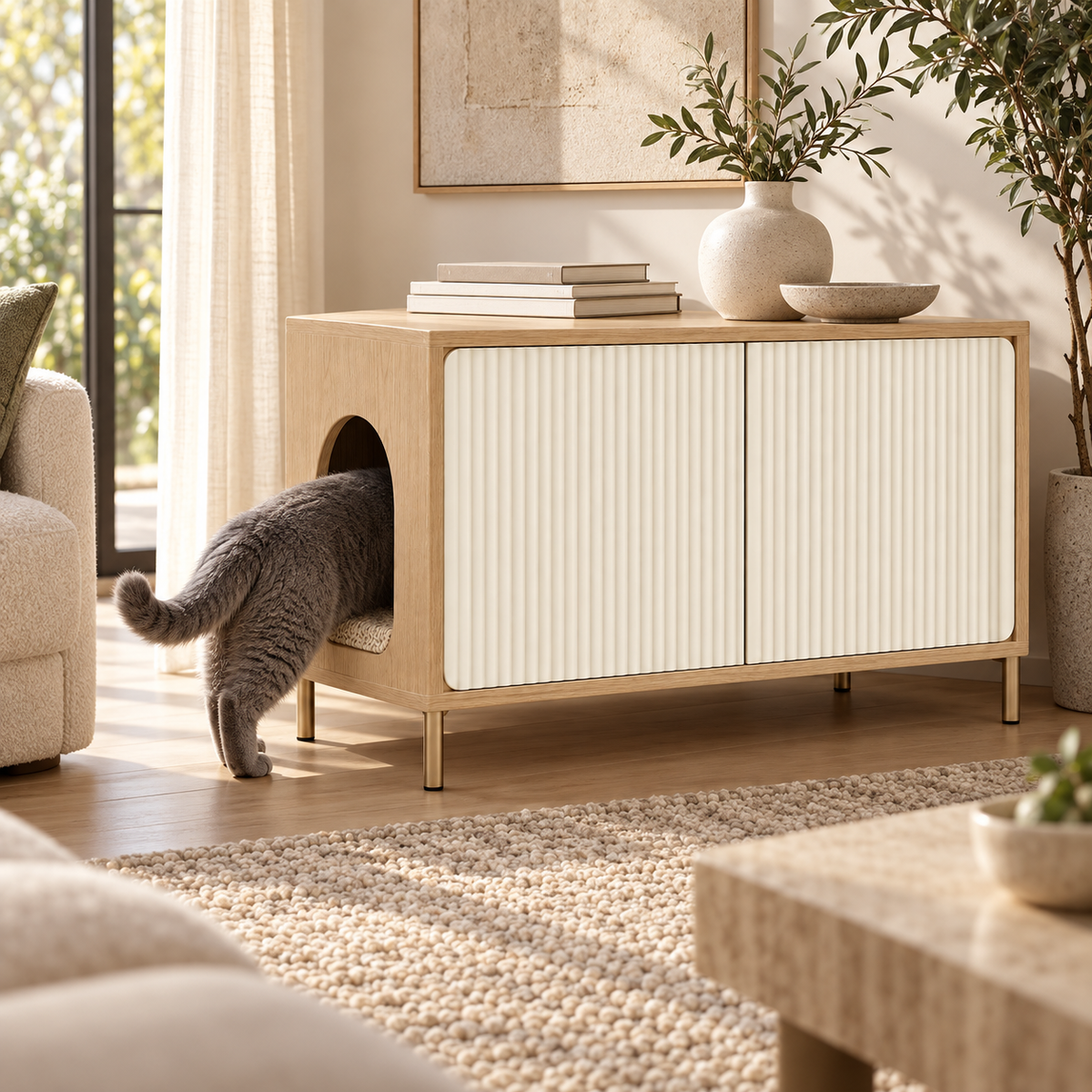 PawHome – Meuble cache-litière design pour chat