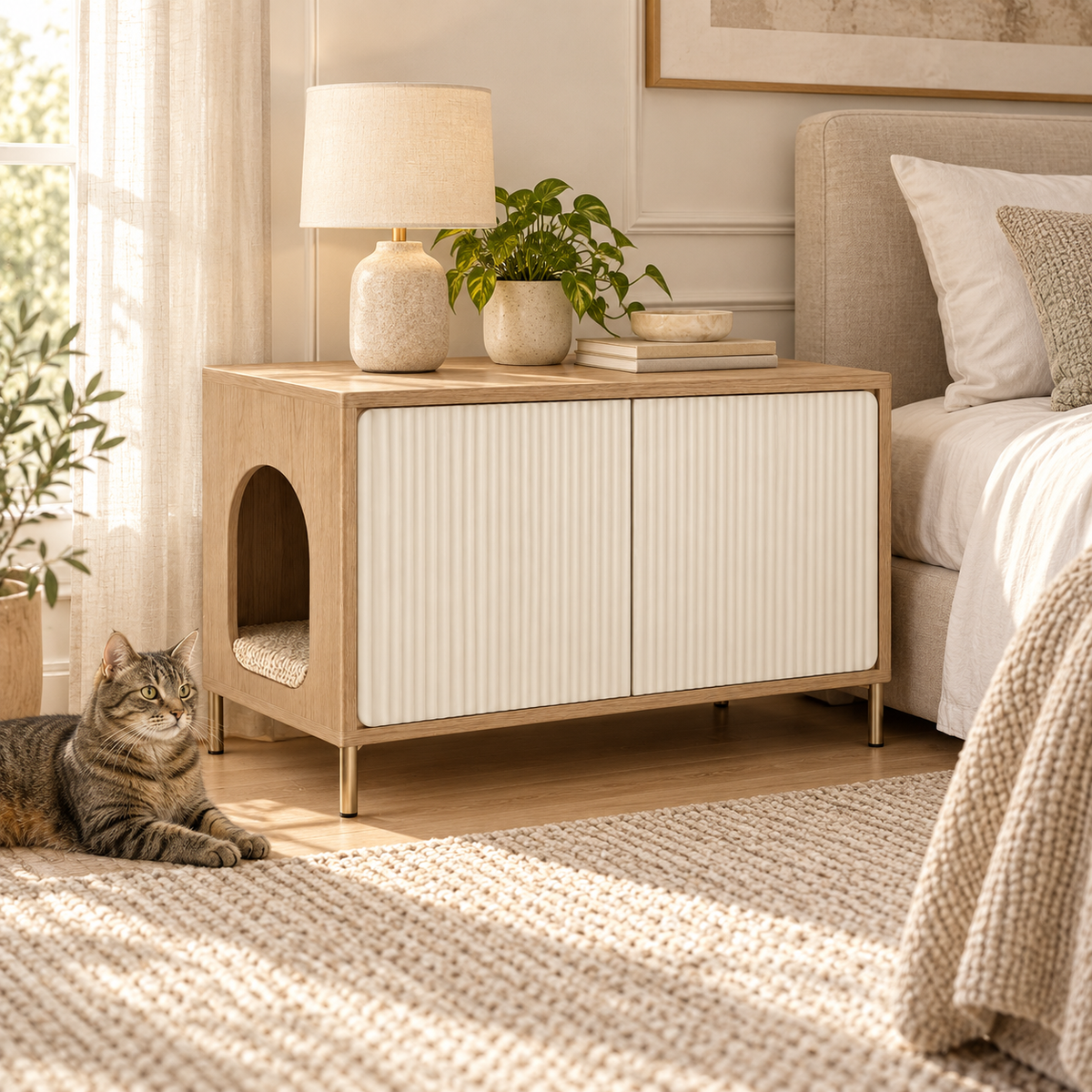 PawHome – Meuble cache-litière design pour chat
