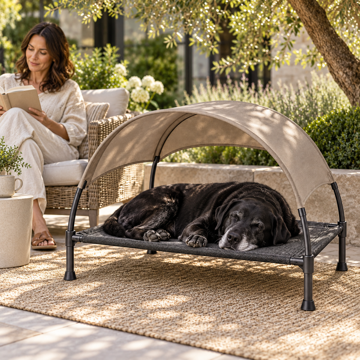 PawShade – Lit surélevé avec pare-soleil pour chien