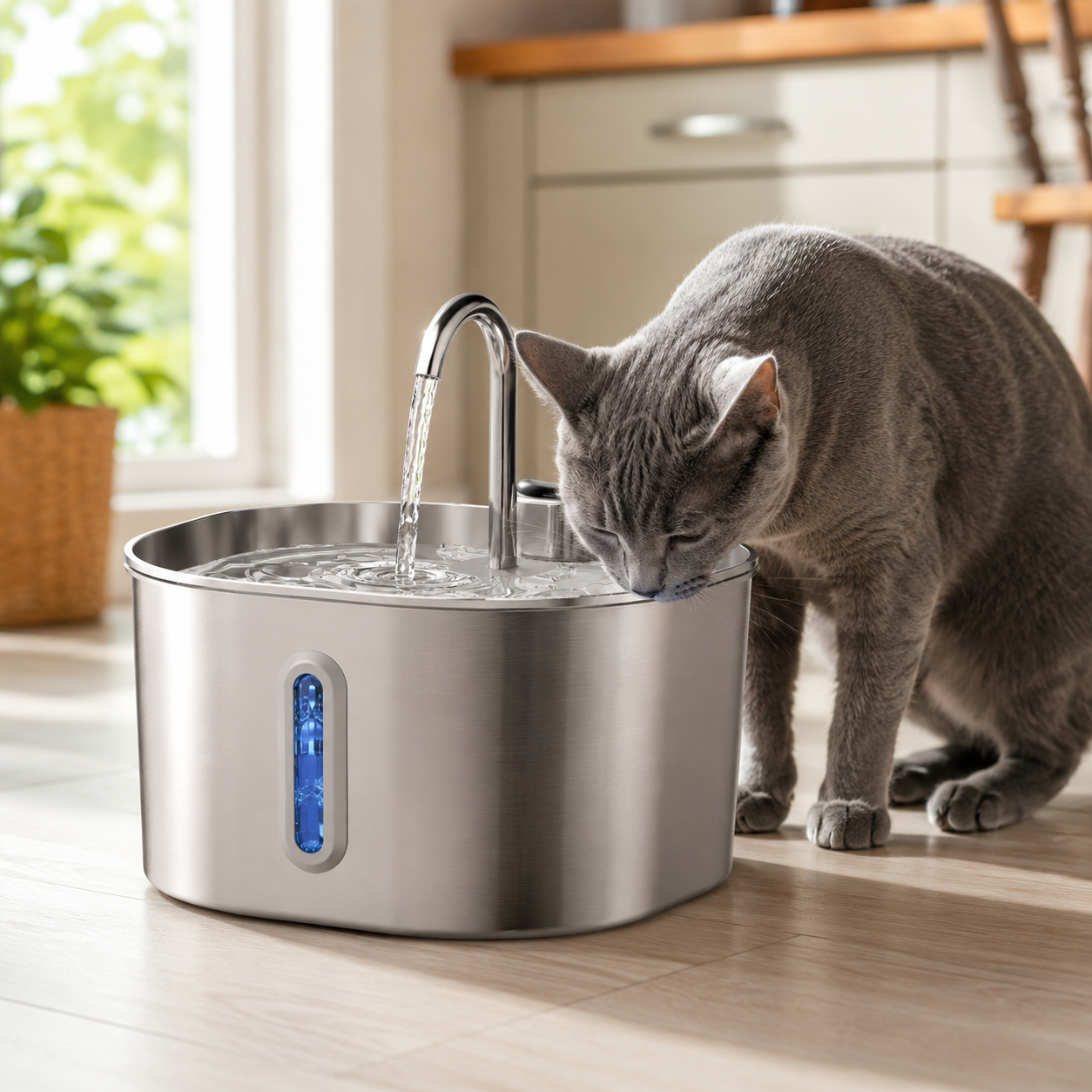 PawFlow – Fontaine à eau en inox pour chats et petits chiens