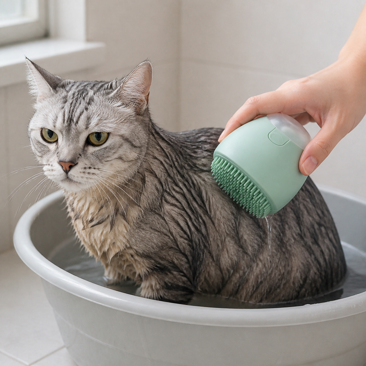 PawSpa – Brosse de bain avec réservoir pour chiens et chats