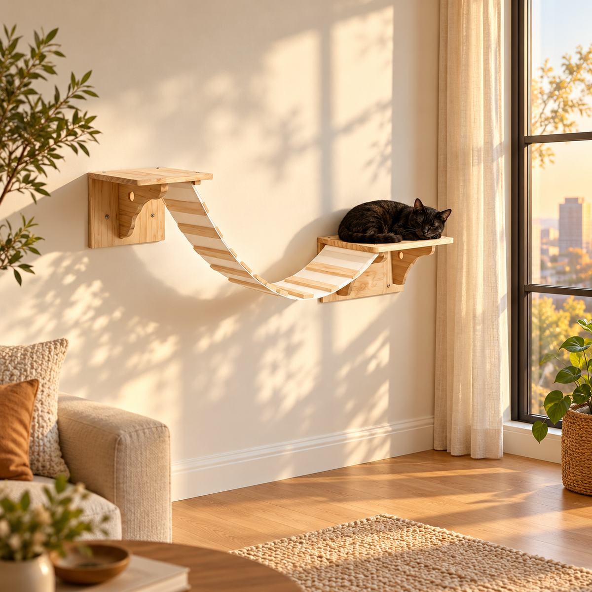 PawClimb – Parcours mural avec pont pour chat