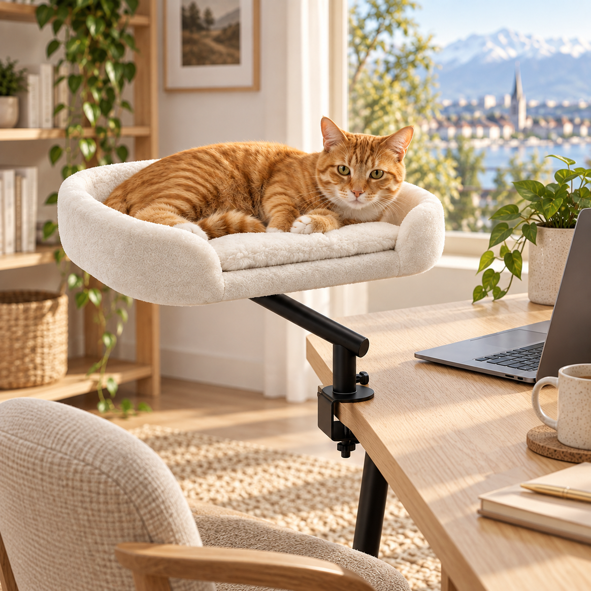 PawDesk – Hamac de bureau rotatif pour chat