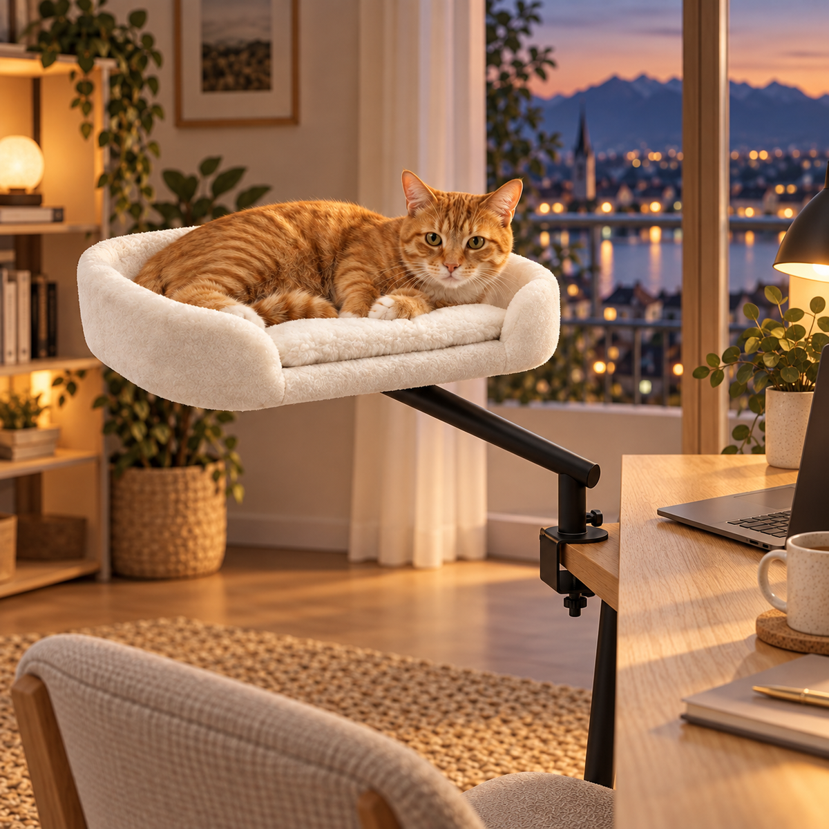 PawDesk – Hamac de bureau rotatif pour chat