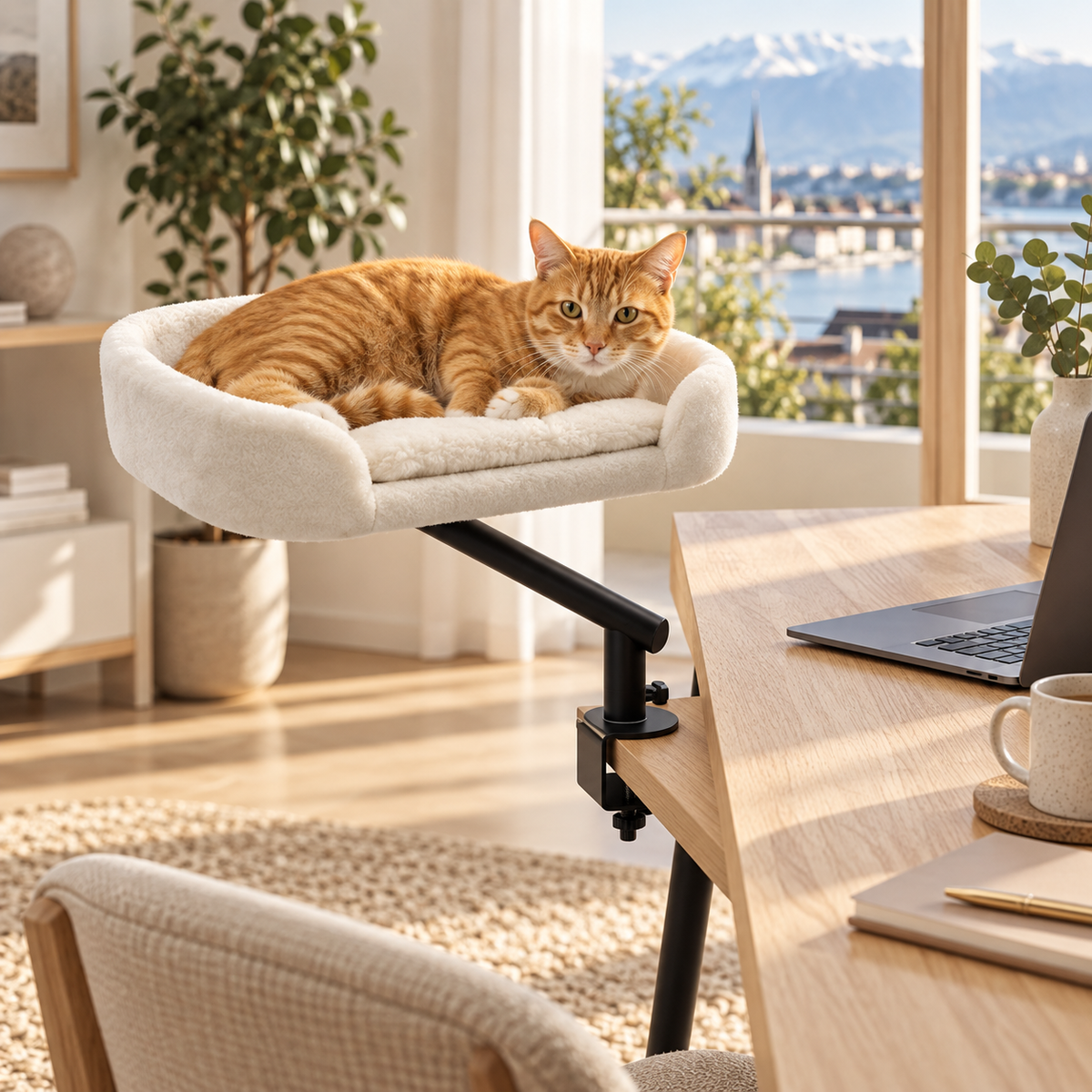 PawDesk – Hamac de bureau rotatif pour chat
