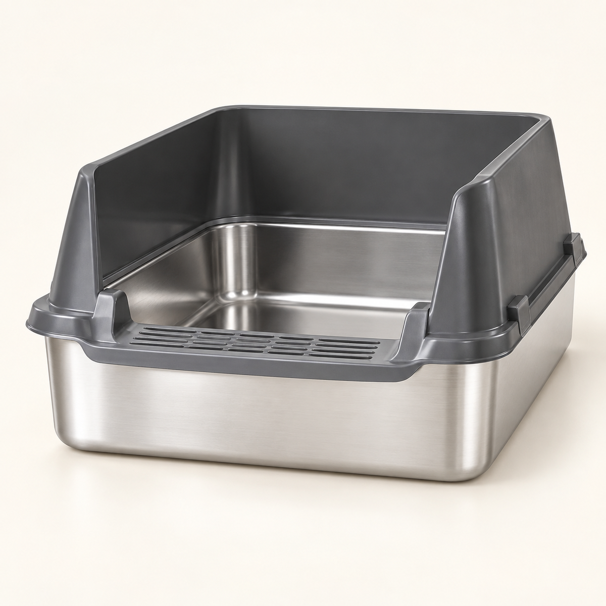 PawLoo – Bac à litière en inox à rebords hauts