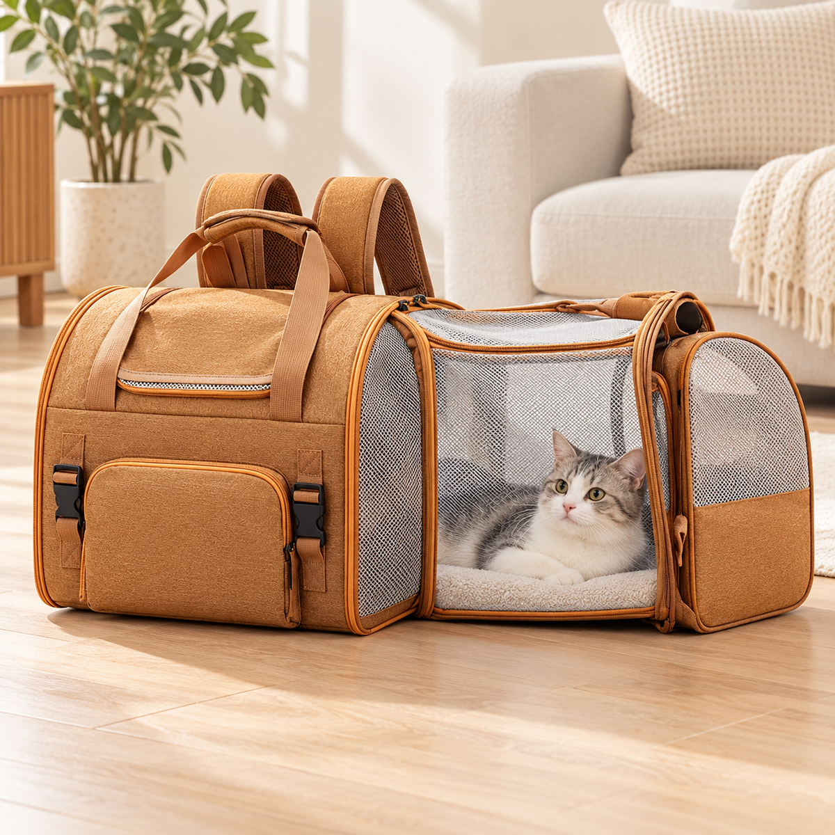 PawTrek – Sac à dos de transport extensible pour chat et petit chien