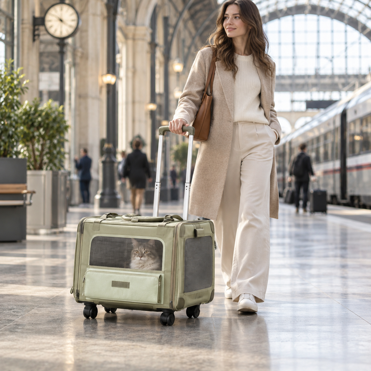 PawVoyage – Trolley de transport 2-en-1 pour chats et petits chiens